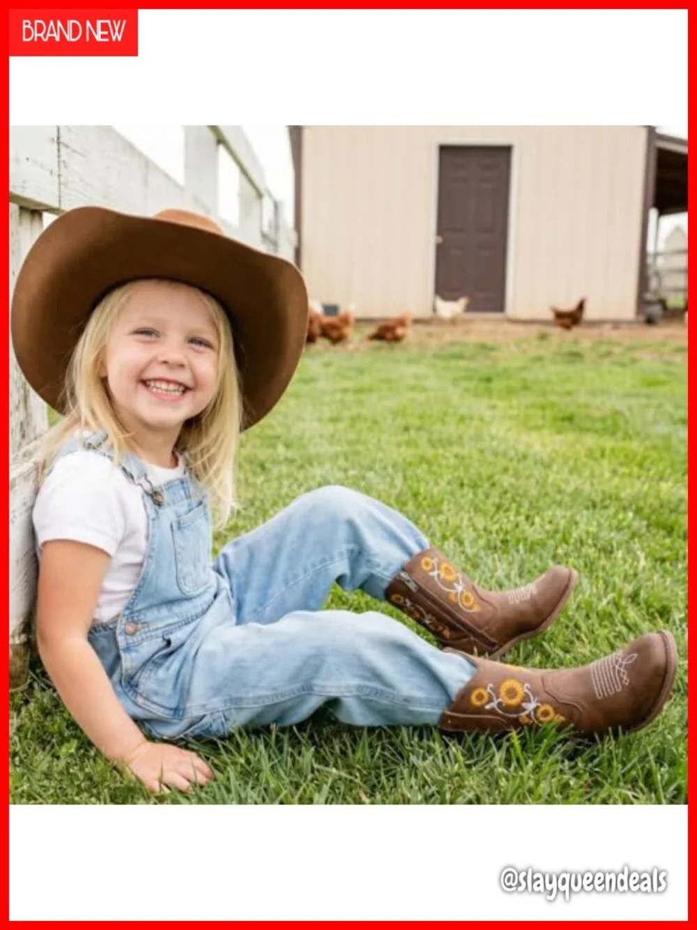 Girls Cowboy Boots Floral Embroidery Western Square Toe Zip Kids